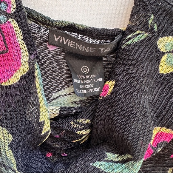 Vintage Vivienne Tam black floral mesh tank top:Fit size:XS - Picture 4 of 5